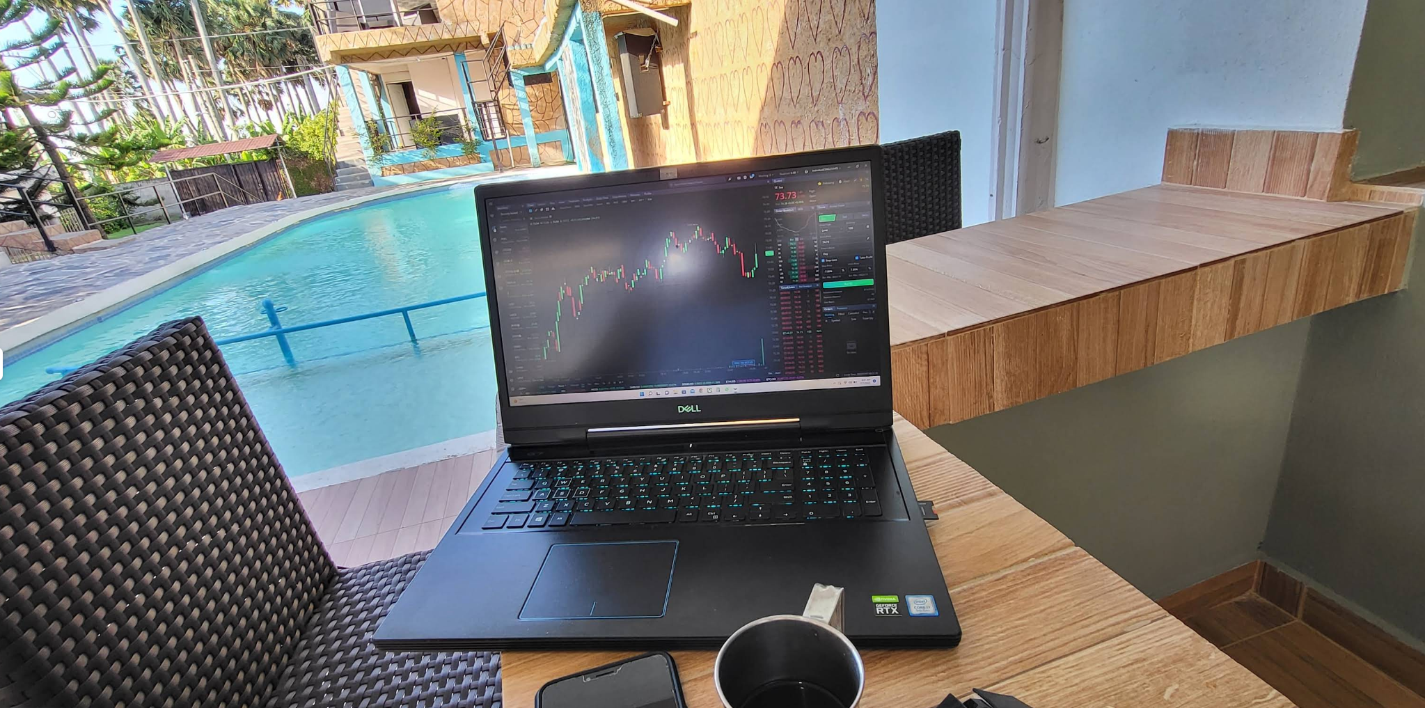 Terraza junto a la piscina